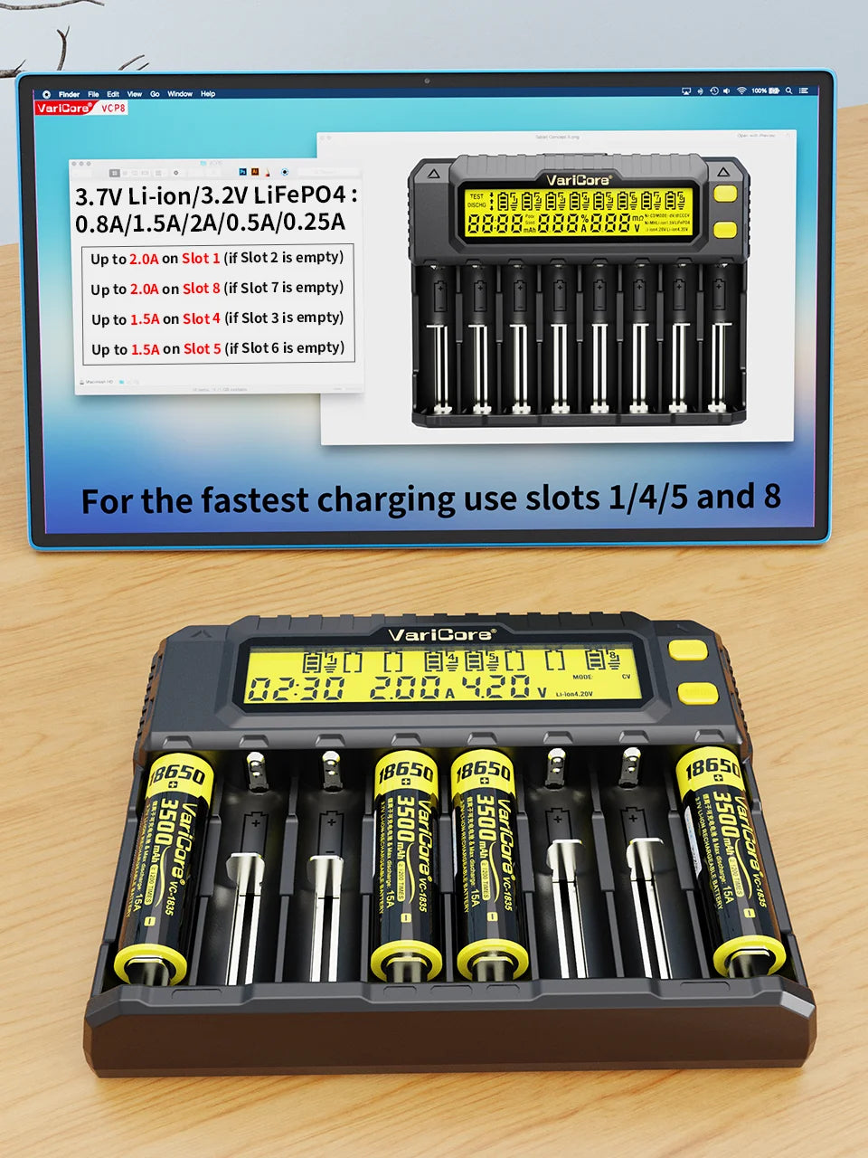 Li-Ion 18650 / 21700 – Ladegerät mit automatischer Batterietyp-Erkennung und LCD-Display