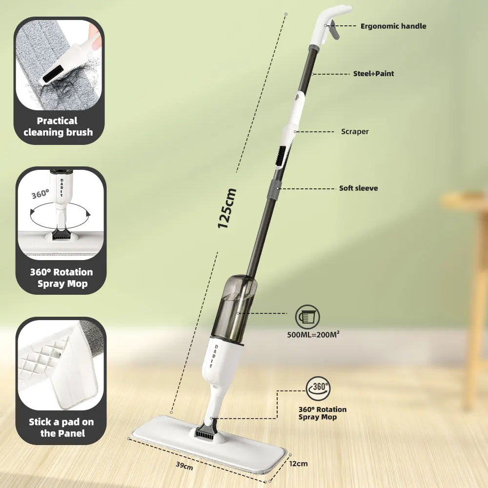 Serpillère vaporisateur pour un nettoyage efficace des sols – utilisation facile sans essorage