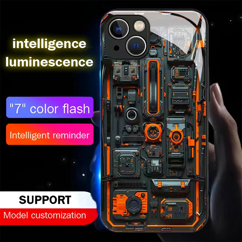 Custodia per telefono LED intelligente con illuminazione a 7 colori: elegante, reattiva e protettiva per iPhone Air 17 16 E 15 14 13 12 11 Pro