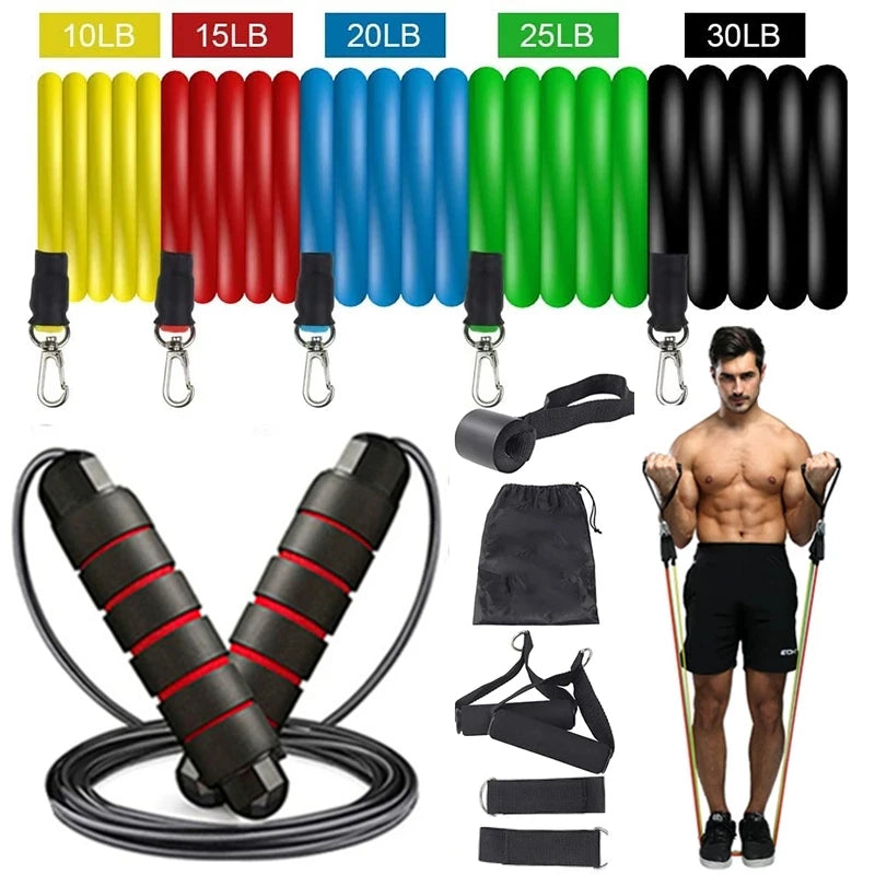 Resistance bands set with handles and door anchor for home workouts