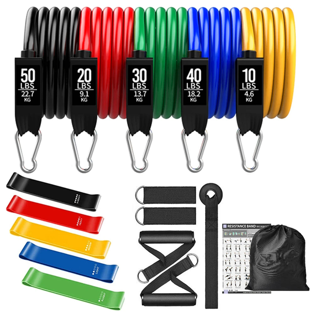 Resistance bands set with handles and door anchor for home workouts
