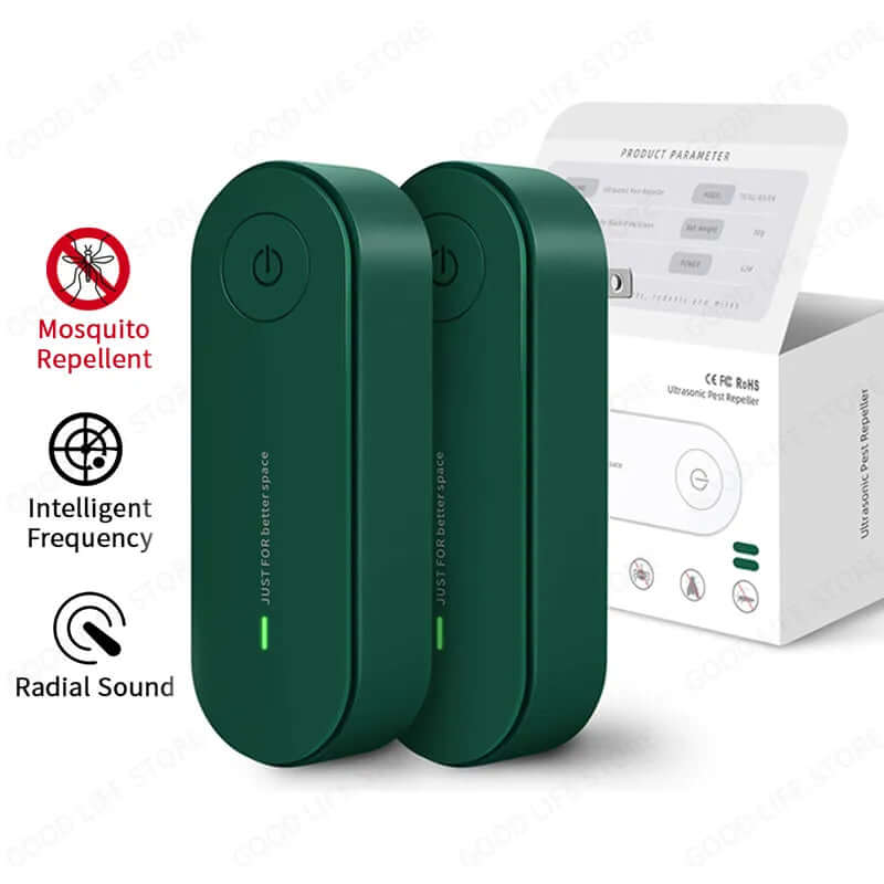 Elektronische Insektenabwehr: 2er Set für eine insektenfreie Umgebung - Schützen Sie Ihr Zuhause mit MITO Ultraschall-Insektenschutz - effektive Schädlingsbekämpfung! Automatische Frequenzumwandlung vertreibt Mäuse, Fliegen und mehr. Einfache Installation