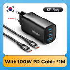 Quick Charger für Smartphones, Tablets und Laptops – 65 W mit GaN-Technologie und 3 Ladeports