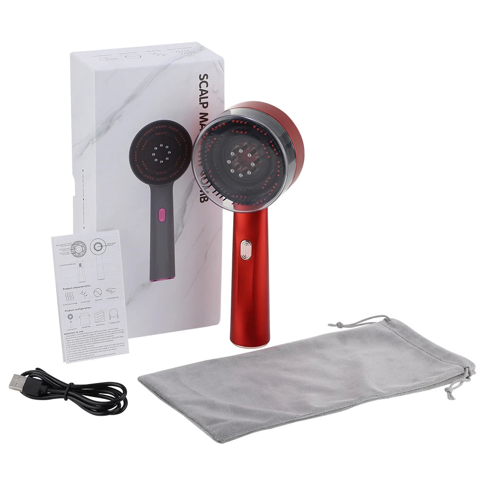 Electric scalp massage comb with 3 modes and red light laser therapy