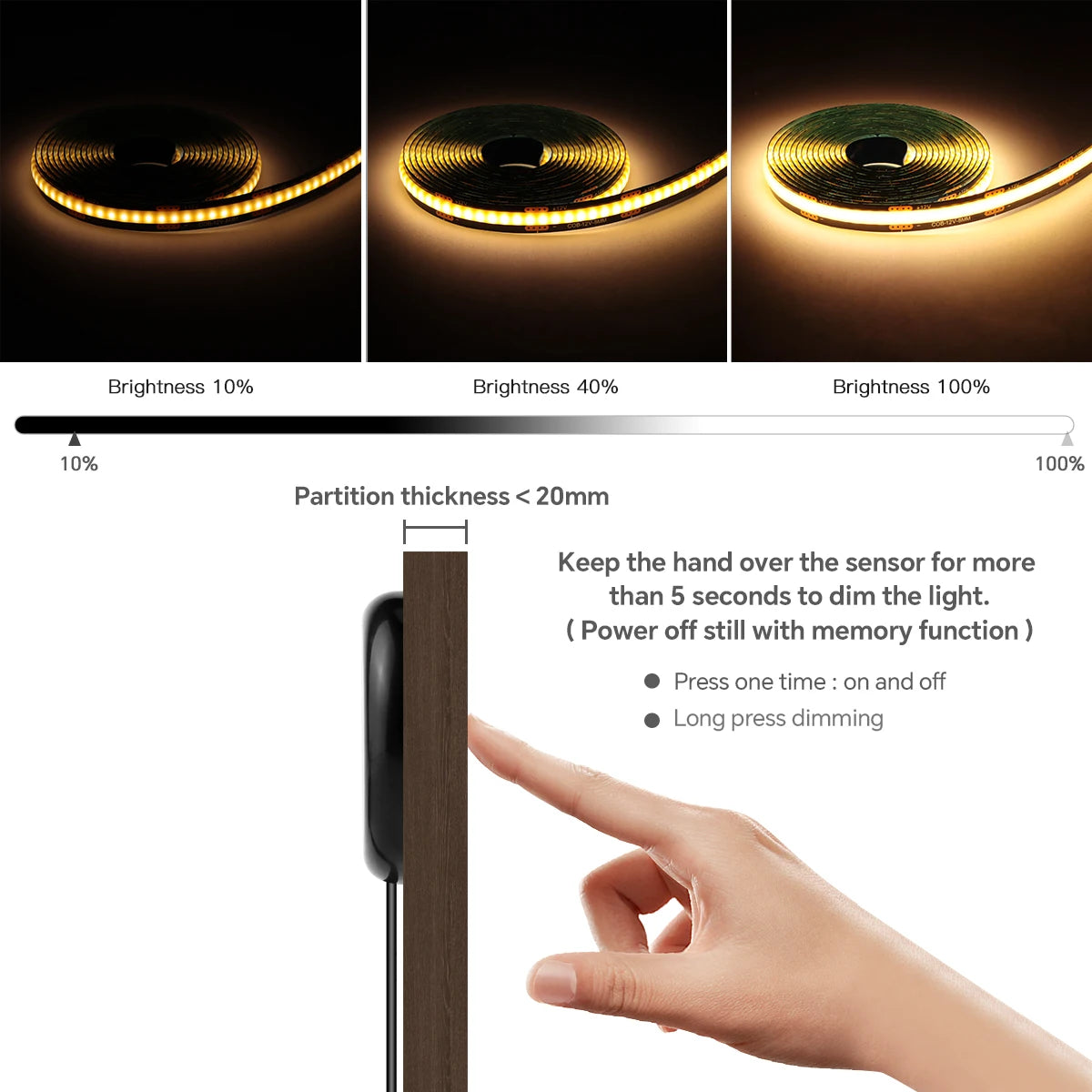 Touch dimmbare LED Lichtleiste mit schwarzem PCB für Holzpaneele