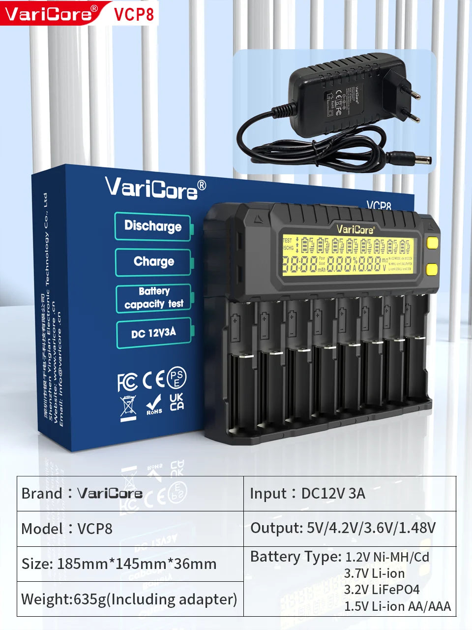 Li-Ion 18650 / 21700 – Ladegerät mit automatischer Batterietyp-Erkennung und LCD-Display