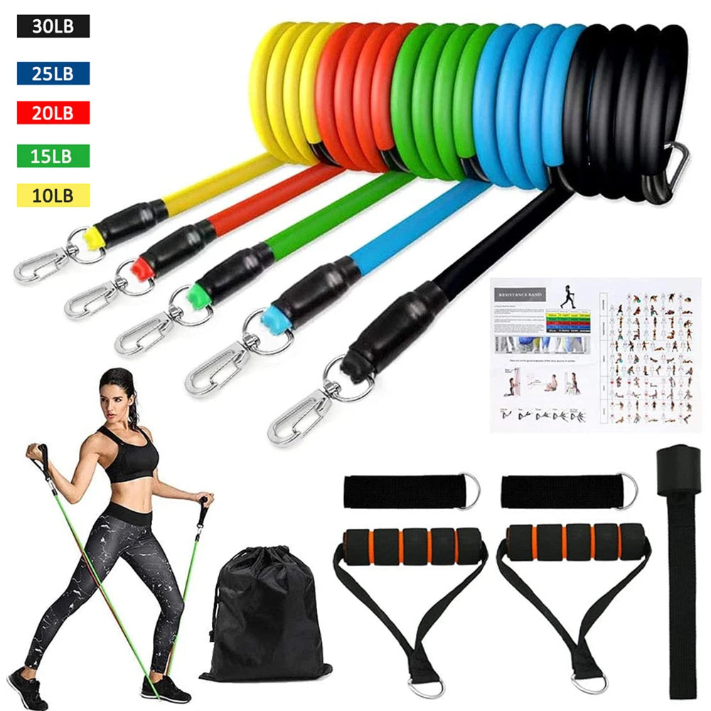 Resistance bands set with handles and door anchor for home workouts