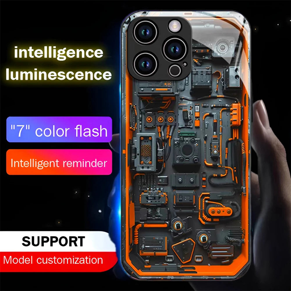 Custodia per telefono LED intelligente con illuminazione a 7 colori: elegante, reattiva e protettiva per iPhone Air 17 16 E 15 14 13 12 11 Pro