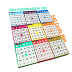 Push-up Bingo Karten Set für Bingo-Spiele – 540 Karten in 9 Farben mit Nummern 01-75