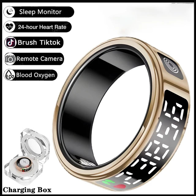 Smart Ring  mit Display – 5ATM wasserdicht, Bluetooth-Gesundheitsmonitor, Schlaftracking & Gestensteuerung**