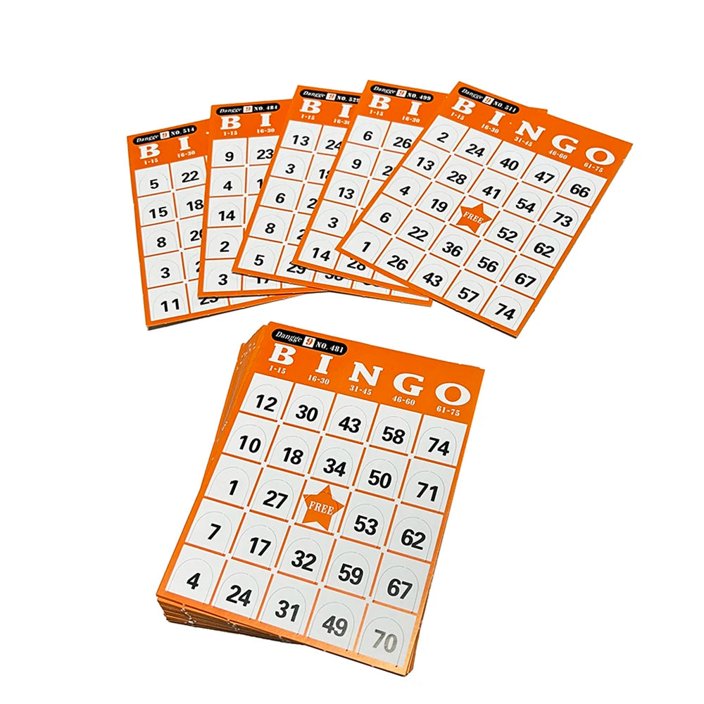 Push-up Bingo Karten Set für Bingo-Spiele – 540 Karten in 9 Farben mit Nummern 01-75