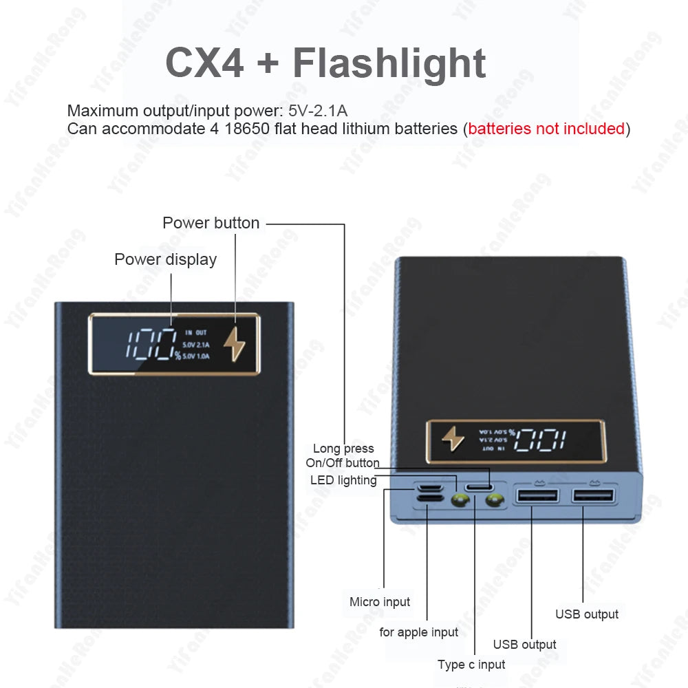 Power Bank Case für mobile Energieversorgung – sofort nutzbar dank LCD-Anzeige und abnehmbarem Design