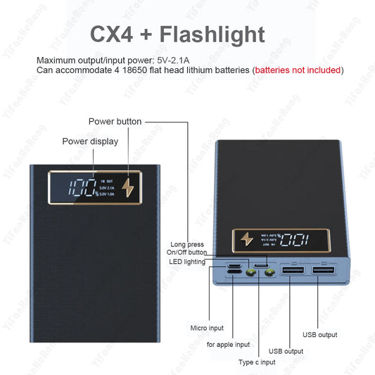 Power Bank Case für mobile Energieversorgung – sofort nutzbar dank LCD-Anzeige und abnehmbarem Design