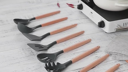 Set di 12 utensili da cucina in silicone: utensili da cucina antiaderenti per chef provetti